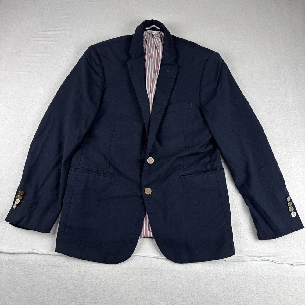 Brooks Brothers Red Fleece Navy Sport Coat 40S Gold Buttons Marzotto Fabric